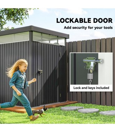 Outsunny 5.3 x 8.5ft Galvanised Steel Garden Shed with Roof Windows