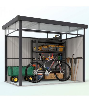 Outsunny 5.3 x 8.5ft Galvanised Steel Garden Shed with Roof Windows