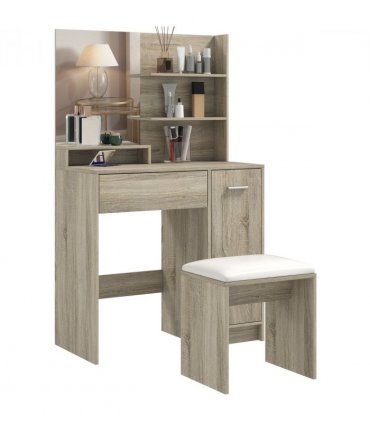 HOMCOM Dressing Table with Mirror and Stool, Makeup Desk for Bedroom