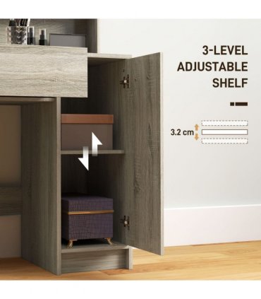 HOMCOM Dressing Table with Mirror and Stool, Makeup Desk for Bedroom