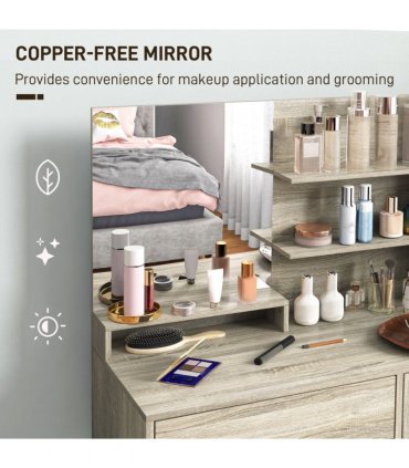 HOMCOM Dressing Table with Mirror and Stool, Makeup Desk for Bedroom