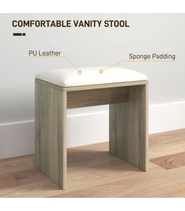 HOMCOM Dressing Table with Mirror and Stool, Makeup Desk for Bedroom