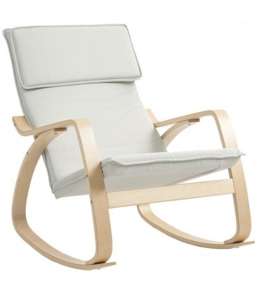 HOMCOM Comfortable Relax Rocking Chair with High Back, Cream White