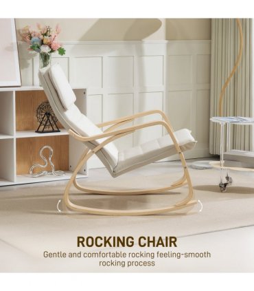 HOMCOM Comfortable Relax Rocking Chair with High Back, Cream White