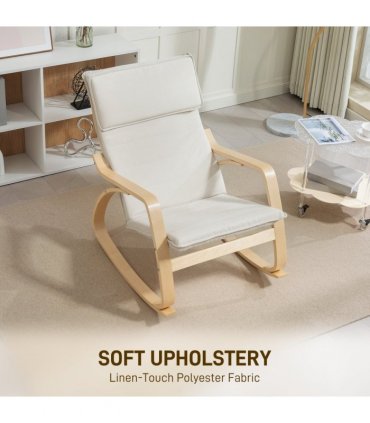 HOMCOM Comfortable Relax Rocking Chair with High Back, Cream White
