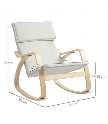 HOMCOM Comfortable Relax Rocking Chair with High Back, Cream White