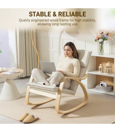 HOMCOM Comfortable Relax Rocking Chair with High Back, Cream White
