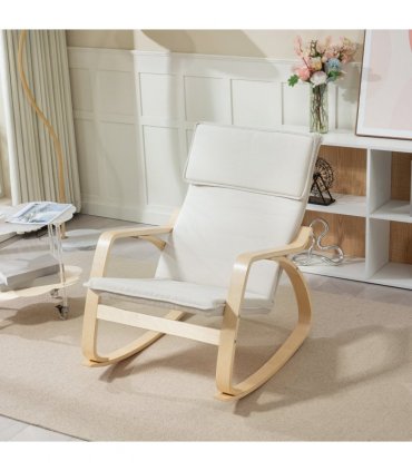 HOMCOM Comfortable Relax Rocking Chair with High Back, Cream White