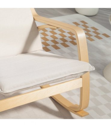 HOMCOM Comfortable Relax Rocking Chair with High Back, Cream White