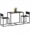 HOMCOM 3 Piece Dining Table Set with Metal Frame, Black