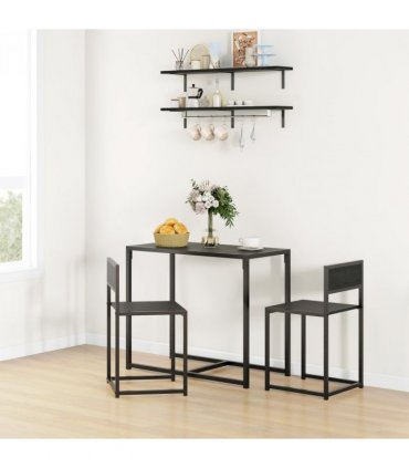 HOMCOM 3 Piece Dining Table Set with Metal Frame, Black