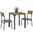 HOMCOM 3 Pcs Compact Dining Table 2 Chairs Set Rustic Brown
