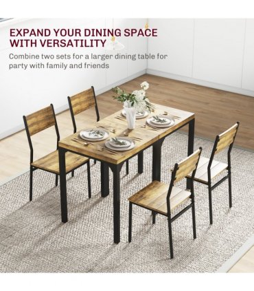 HOMCOM 3 Pcs Compact Dining Table 2 Chairs Set Rustic Brown