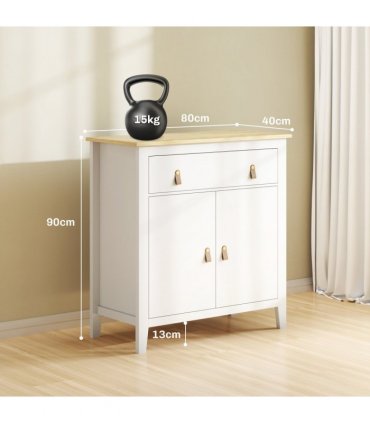 HOMCOM Sideboard with Drawer, Adjustable Shelf for Living Room, White
