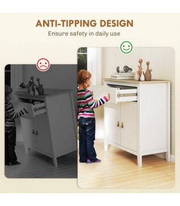 HOMCOM Sideboard with Drawer, Adjustable Shelf for Living Room, White