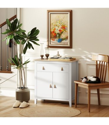 HOMCOM Sideboard with Drawer, Adjustable Shelf for Living Room, White