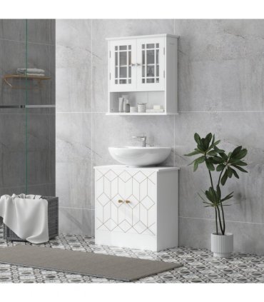 HOMCOM Bathroom Under Sink Cabinet for Basin with or without Pedestal White