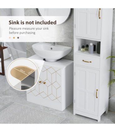 HOMCOM Bathroom Under Sink Cabinet for Basin with or without Pedestal White