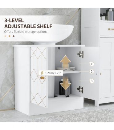 HOMCOM Bathroom Under Sink Cabinet for Basin with or without Pedestal White