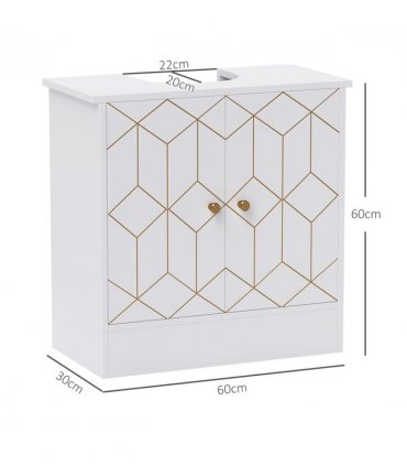 HOMCOM Bathroom Under Sink Cabinet for Basin with or without Pedestal White