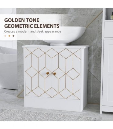 HOMCOM Bathroom Under Sink Cabinet for Basin with or without Pedestal White