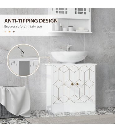 HOMCOM Bathroom Under Sink Cabinet for Basin with or without Pedestal White