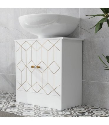 HOMCOM Bathroom Under Sink Cabinet for Basin with or without Pedestal White