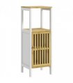 HOMCOM Bathroom Floor Cabinet Bamboo Bathroom Cupboard with Adjustable Shelf