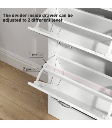 HOMCOM Shoe Cabinet w/ 4 Drawers Shoe Storage Organiser for 18 Pairs Black