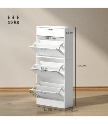 HOMCOM Shoe Cabinet w/ 4 Drawers Shoe Storage Organiser for 18 Pairs Black