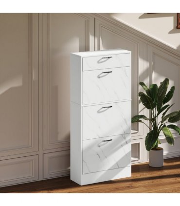 HOMCOM Shoe Cabinet w/ 4 Drawers Shoe Storage Organiser for 18 Pairs Black