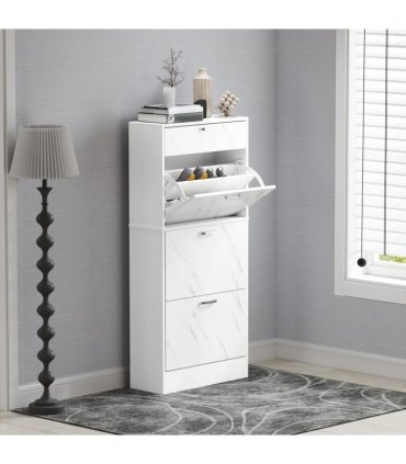 HOMCOM Shoe Cabinet w/ 4 Drawers Shoe Storage Organiser for 18 Pairs Black