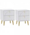 HOMCOM 2-Piece Bedside Tables Set with 2 Drawers for Bedroom, White