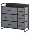 HOMCOM 3-Tier Fabric Bedroom Dresser with 7 Foldable Drawers, Grey