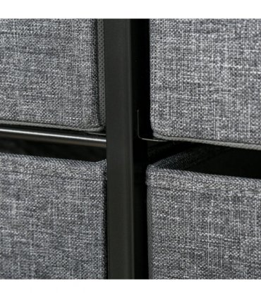HOMCOM 3-Tier Fabric Bedroom Dresser with 7 Foldable Drawers, Grey
