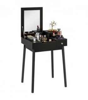 HOMCOM Dressing Table Vanity Desk Flip-up Mirror 2 Drawers, Black