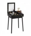 HOMCOM Dressing Table Vanity Desk Flip-up Mirror 2 Drawers, Black