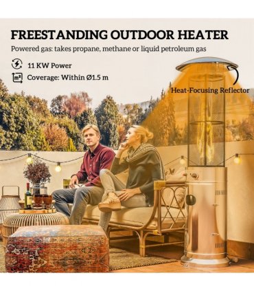 Outsunny 11 KW Gas Patio Heater, Propane Heater with Tip-Over Switch, Silver
