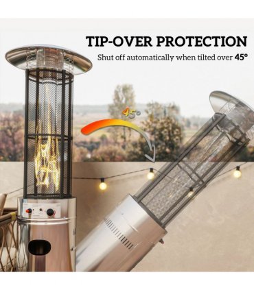 Outsunny 11 KW Gas Patio Heater, Propane Heater with Tip-Over Switch, Silver