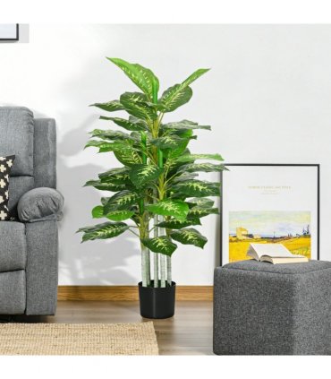 HOMCOM Artificial Evergreen Tree Fake Plant in Pot Indoor Outdoor Decor