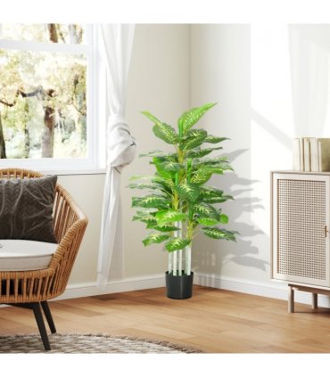 HOMCOM Artificial Evergreen Tree Fake Plant in Pot Indoor Outdoor Decor