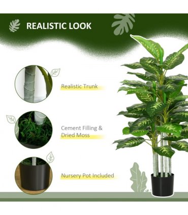 HOMCOM Artificial Evergreen Tree Fake Plant in Pot Indoor Outdoor Decor