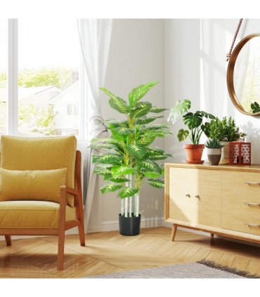 HOMCOM Artificial Evergreen Tree Fake Plant in Pot Indoor Outdoor Decor