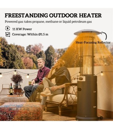 Outsunny 11 KW Gas Patio Heater, Propane Heater with Tip-Over Switch, Black