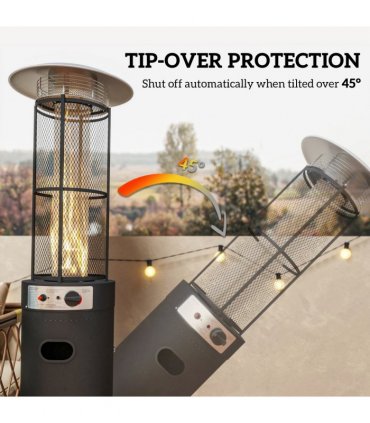Outsunny 11 KW Gas Patio Heater, Propane Heater with Tip-Over Switch, Black