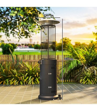 Outsunny 11 KW Gas Patio Heater, Propane Heater with Tip-Over Switch, Black