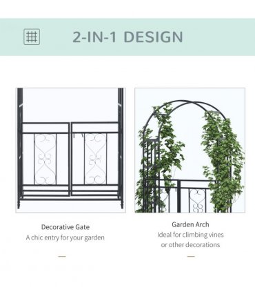 Outsunny Metal Garden Arch with Double Gate, Garden Arbor Climbing Plants
