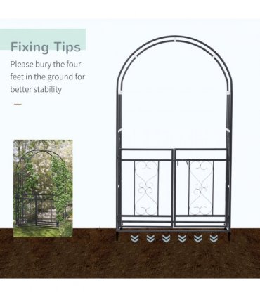 Outsunny Metal Garden Arch with Double Gate, Garden Arbor Climbing Plants