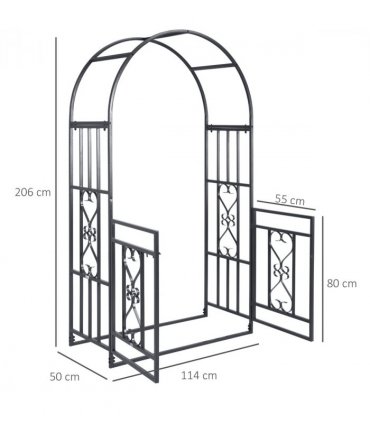 Outsunny Metal Garden Arch with Double Gate, Garden Arbor Climbing Plants