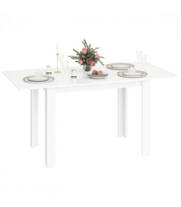 HOMCOM Extendable Dining Table, Seats 4-6 People, High Gloss White